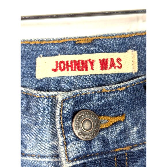 JOHNNY WAS Floral Embroidered "Kali Relaxed Jean" Boho Hippie Cotton Size 25 - Picture 5 of 9